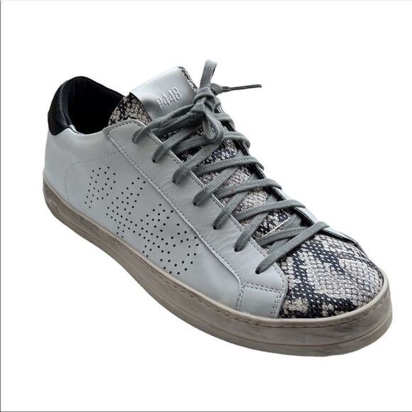 P448 White John Low Top Lace Up Sneakers Size 42